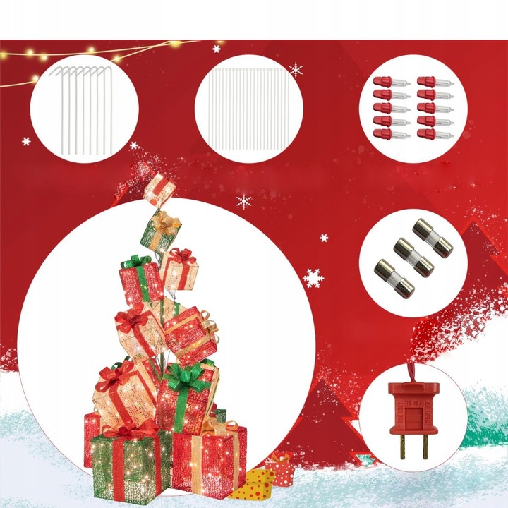 Dekoracje świąteczne LED Wieża z prezentów