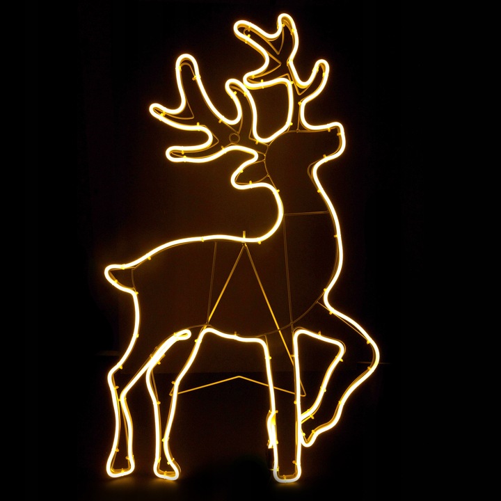 Lampki Zewnętrzne Dekoracja Ozdoba Świąteczne Renifer LED Neon Biały IP44