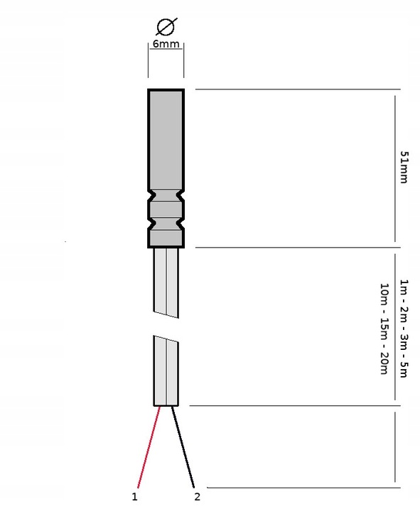 Czujnik temperatury NTC 10K 3435K przewód PVC 5m