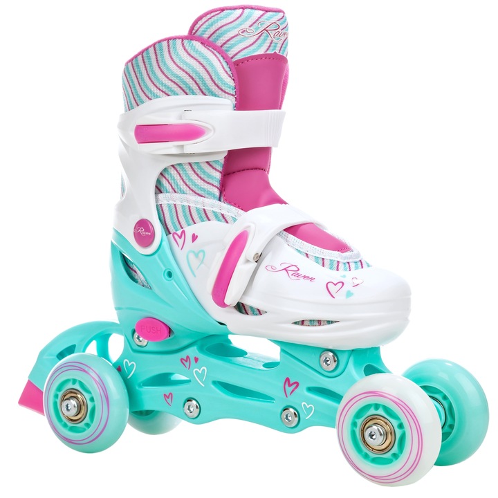 Rolki Wrotki Regulowane 3w1 RAVEN Loret Mint 27-30 Kółka LED