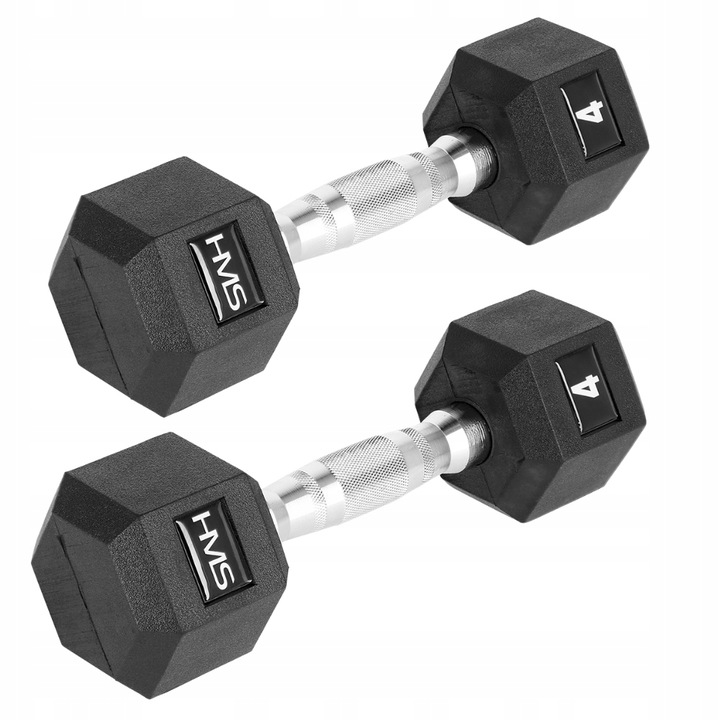 HMS Hantle Ciężarki Gumowane Hexagonalne Do Ćwiczeń Fitness Treningu 2x4 kg