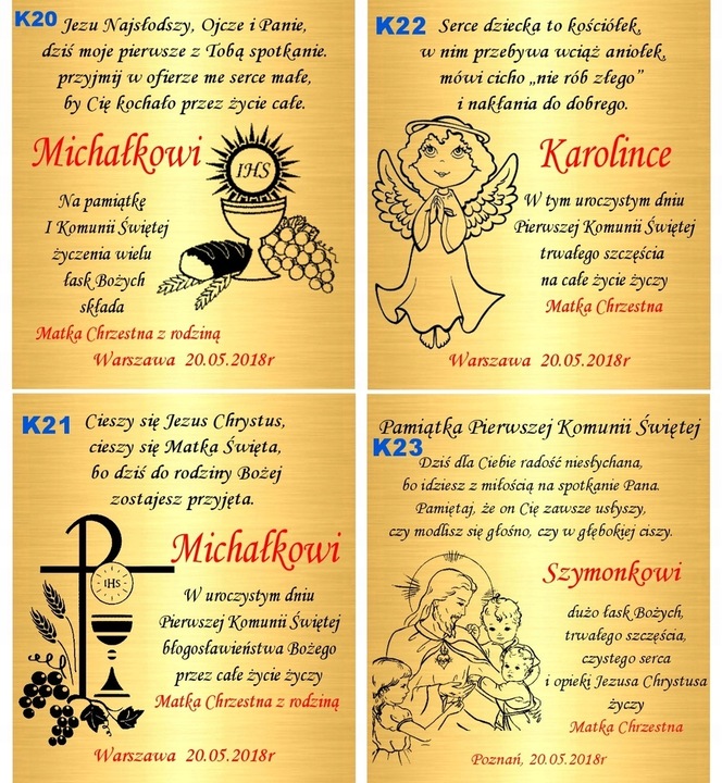 Złoty aniołek 333 łańcuszek gratis grawer Chrzest