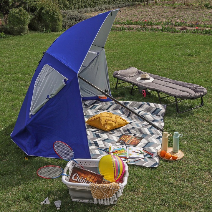 PARASOL PLAŻOWY Ogrodowy z POKROWCEM Niebieski DUŻY Tadar Deluxe XL 240 cm