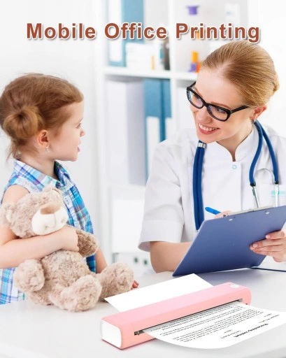 Przenośna drukarka termiczna A4 bluetooth Phomemo M08F różowo-biała