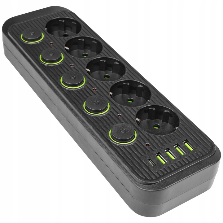 Przedłużacz listwa zasilająca 2m 5 GNIAZDA UZIEMIENIE 5x USB C włącznik