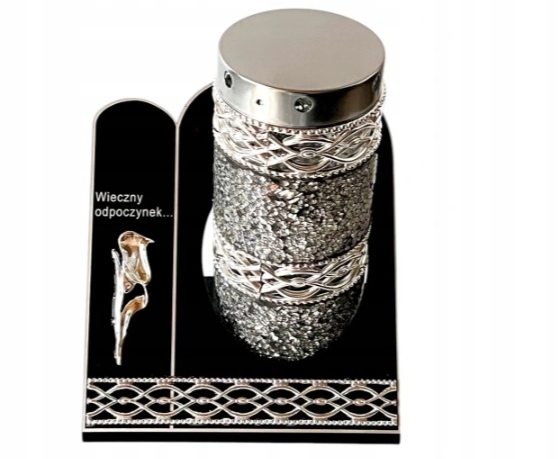 ZNICZ WITRAŻ KAPLICZKA AKRYL MOZAIKA DUŻY CIĘŻKI SREBRNY