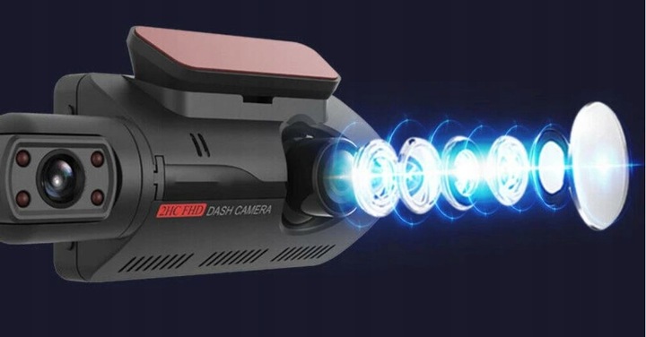 WIDEOREJESTRATOR KAMERA SAMOCHODOWA REJESTRATOR JAZDY HD DWA OBIEKTYWY