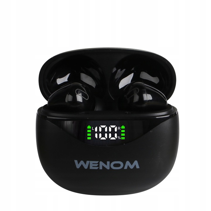Słuchawki Bluetooth Bezprzewodowe Bluetooth Douszne Czarne Wenom WGM 15 pro