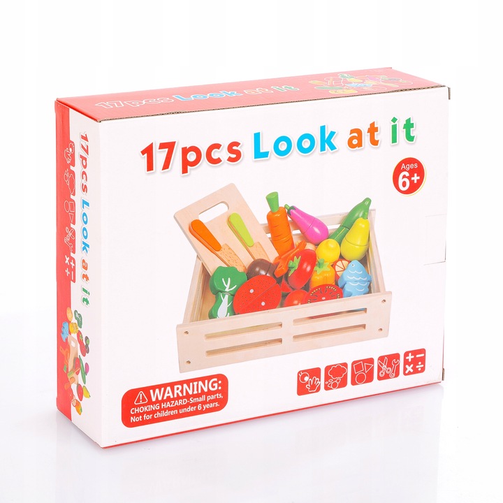 DREWNIANE WARZYWA OWOCE DO KROJENIA NA MAGNES DLA DZIECI ZESTAW XXL