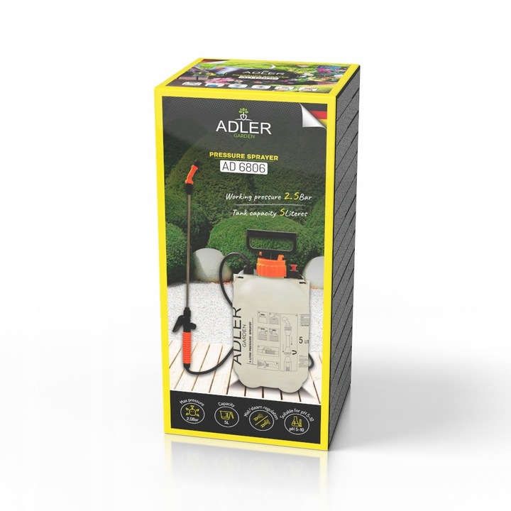Ręczny OPRYSKIWACZ CIŚNIENIOWY Duża Pojemność 5L REGULACJA Zraszania Lanca