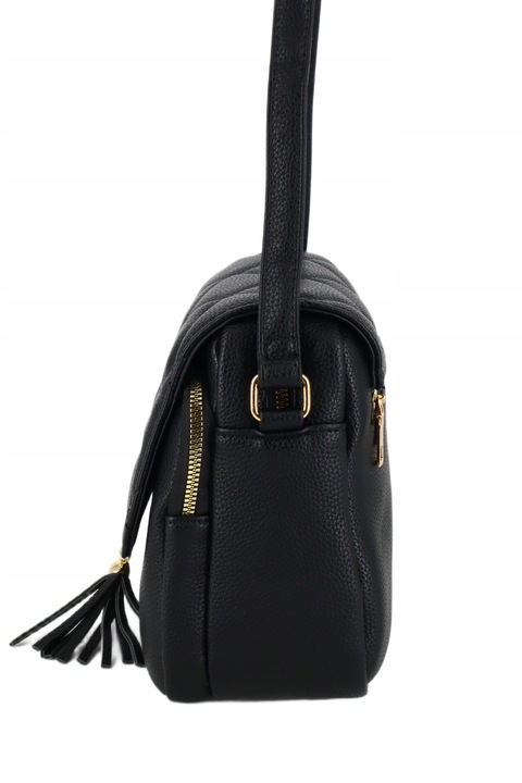 Torebka mała listonoszka przewieszka miejska pojemna z klapką CZARNA