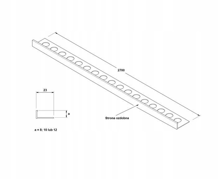 LISTWA WYKOŃCZENIOWA ALUMINIOWA LICOWA AIL BEŻOWA MATOWA 10,5 mm x 270 cm