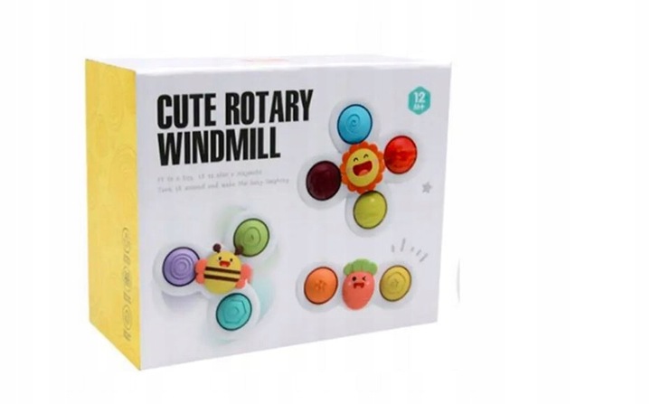 3x FIDGET SPINNER Z PRZYSSAWKĄ SENSORYCZNĄ KĄPIEL PREZENT GRZECHOTKA ZESTAW