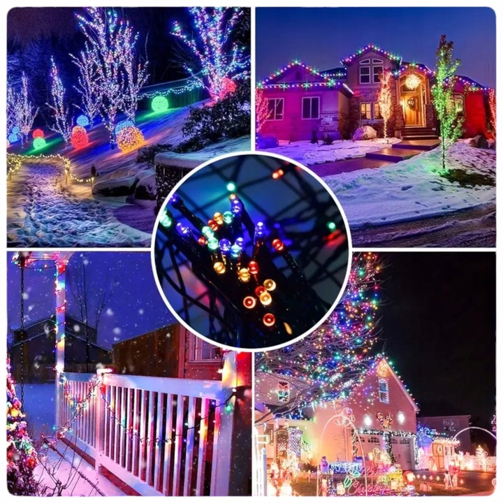 LAMPKI CHOINKOWE 500 LED ZEWNĘTRZNE WEWNĘTRZNE ŚWIĄTECZNE MULTIKOLOR MIX