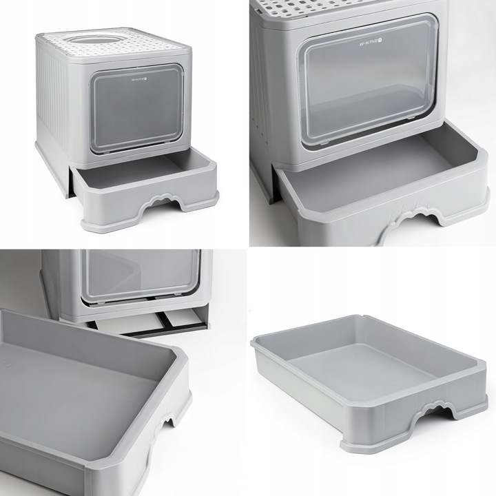 KUWETA DLA KOTA Z SZUFLADĄ ZAMKNIĘTA DUŻA KRYTA NA ŻWIREK TOALETA ŁOPATKA