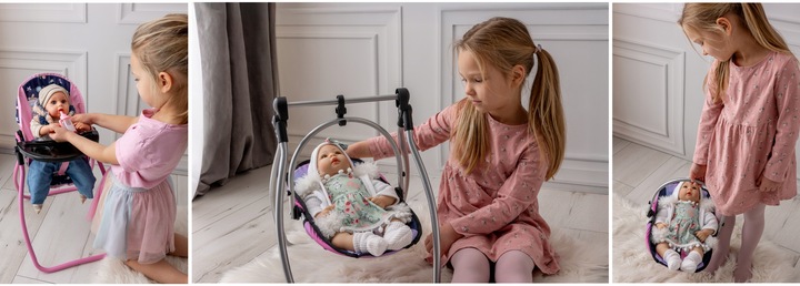 Wózek dla lalek 3w1 ŁÓŻECZKO KRZESEŁKO POŚCIEL TORBA PRZEWIJAK ZESTAW XXL