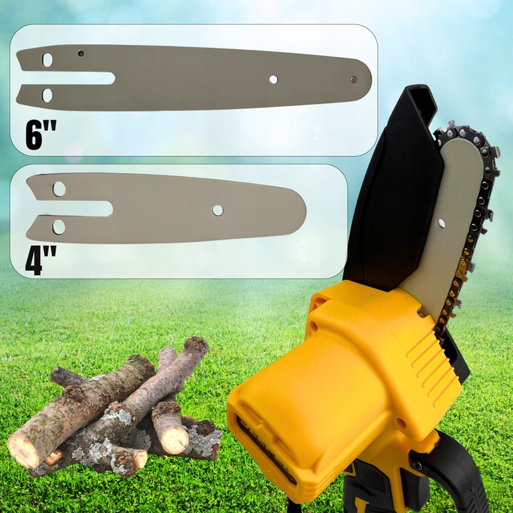 Piła Łańcuchowa Akumulatorowa Mini Pilarka 4''/6'' cali 2xAKU 2xPROWADNICE