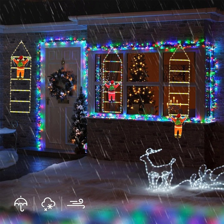 6 drabin Święty Mikołaj Na Drabinie Dekoracja Świąteczna Ozdoba LED Z Timer