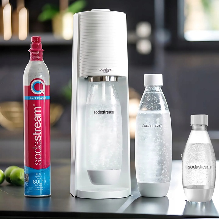 SODASTREAM TERRA Saturator zestaw 2 Butelki 1L + Butelka 0.5l + Syrop Pepsi