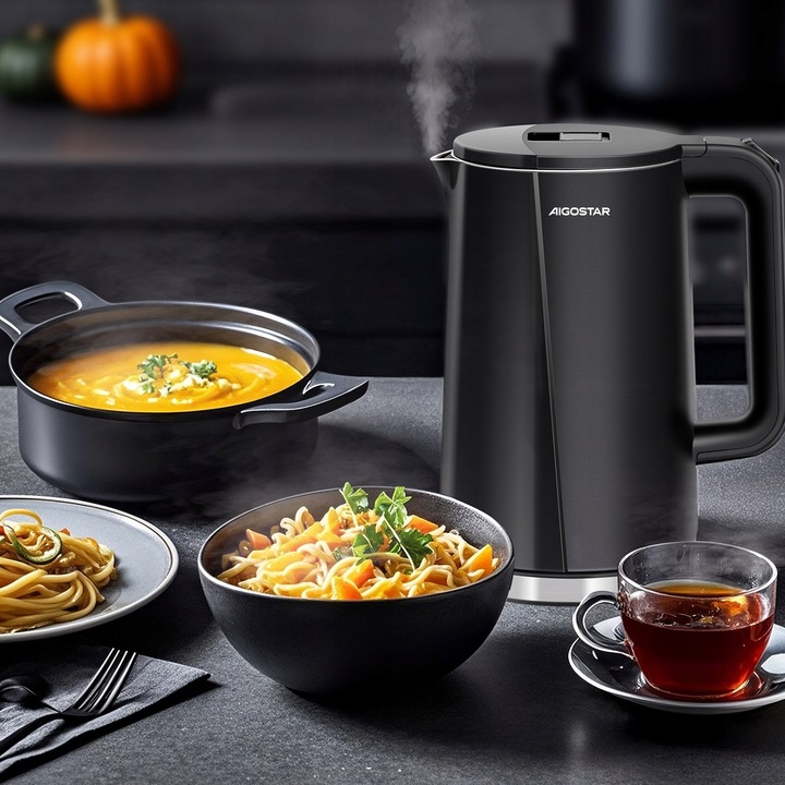 Czajnik Elektryczny Aigostar 1.7L 2200W Podwójne ścianki Czarny
