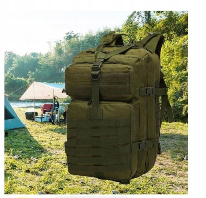 DUŻY PLECAK WOJSKOWY POJEMNY TURYSTYCZNY TAKTYCZNY MILITARNY 45L + FLAGA