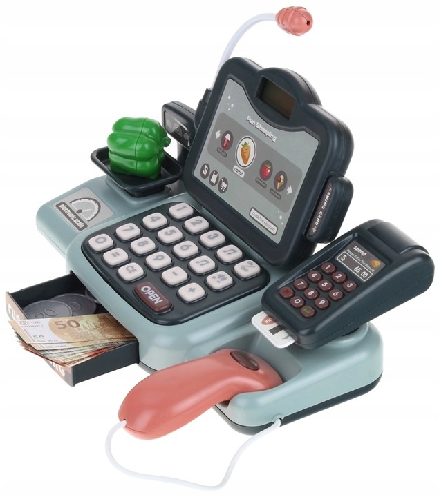 Kasa Fiskalna Interaktywna Sklepowa Edukacyjna Kalkulator Skaner Waga Karta