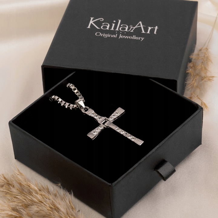 NASZYJNIK VIN DIESEL TORETTO DOM SZYBCY I WŚCIEKLI FAST N7 KRZYŻYK SREBRNY