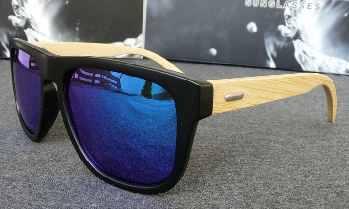 OKULARY DREWNIANE POLARYZACYJNE LUSTRZANKI ETUI UV