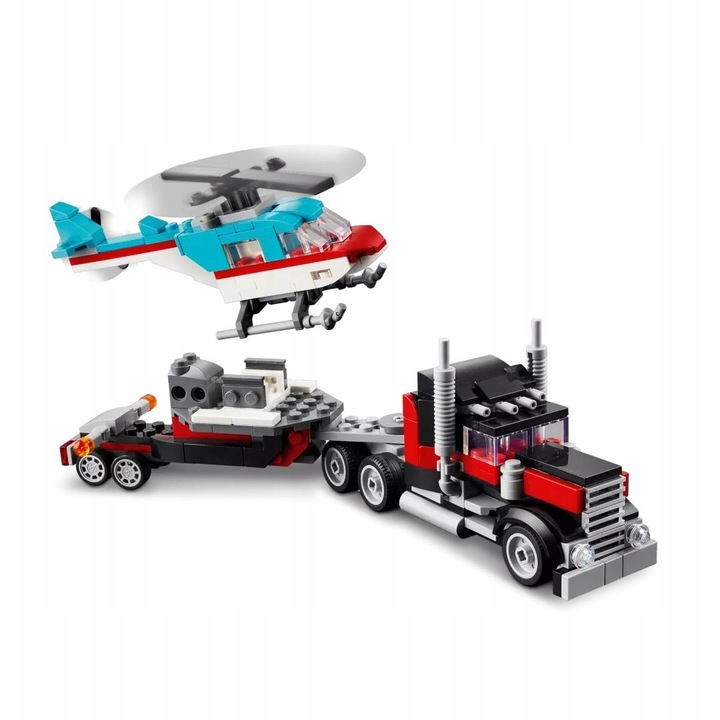 LEGO CREATOR 7+ 3w1 AUTO CIĘŻARÓWKA Z PLATFORMĄ I HELIKOPTER 31146