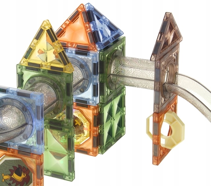 Klocki Magnetyczne Konstrukcyjne Świecące Tor Kulkowy Kulodrom Panele 69 el