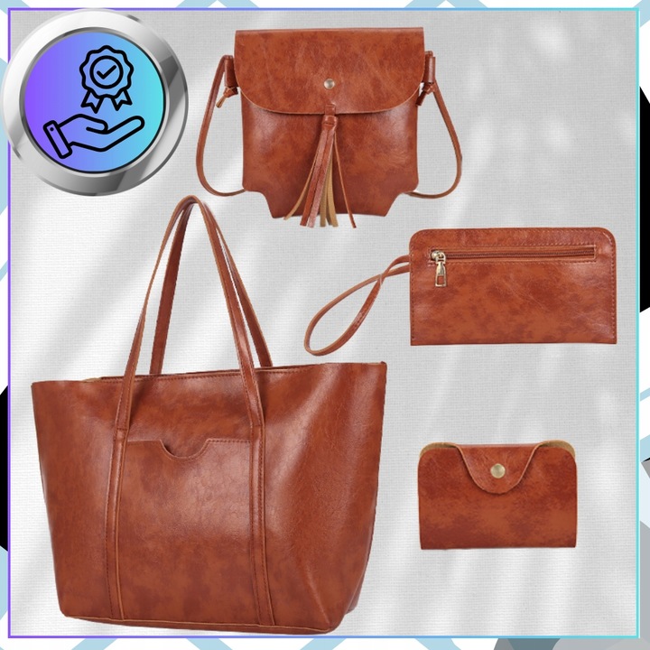 Torebka Damska Shopperka BAD&BAGS Zestaw Skórzana Na Ramię Torba Pojemna