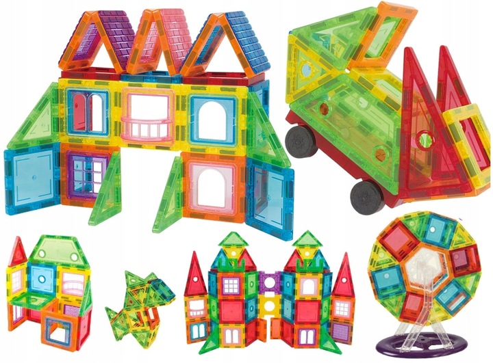 Klocki Magnetyczne Duże Konstrukcyjne 3D Magnetic Tiles Zestaw 106 element.