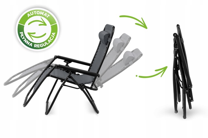 LEŻAK OGRODOWY Z PODNÓŻKIEM OGRODOWY PLAŻOWY AUTOMAT ZERO GRAVITY PÓŁKA
