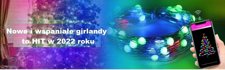 Inteligentne lampki choinkowe 10m 100led WiFi