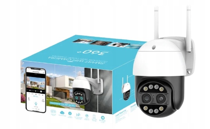 Kamera Zewnętrzna WiFi Obrotowa Dwa Obiektywy 2x4MP