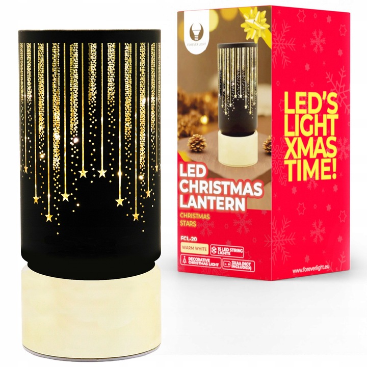 Lampion Świąteczny LED Duży Szklany - Dekoracja Świąteczna Ozdobna Na Stół