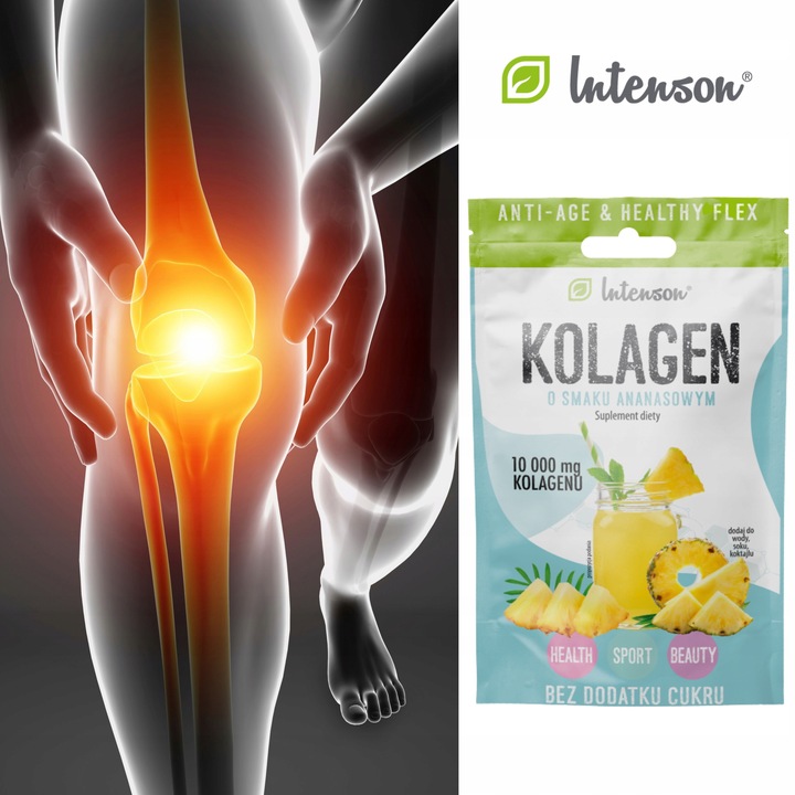 10x INTENSON KOLAGEN + KWAS HIALURONOWY + WITAMINA C do picia ananasowy