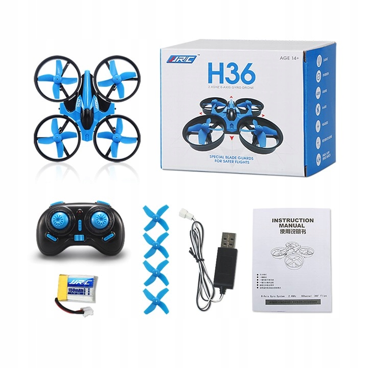 Mini Dron RC JJRC H36 mini 2.4GHz 4CH niebieski PREZNET DLA DZIECKA !