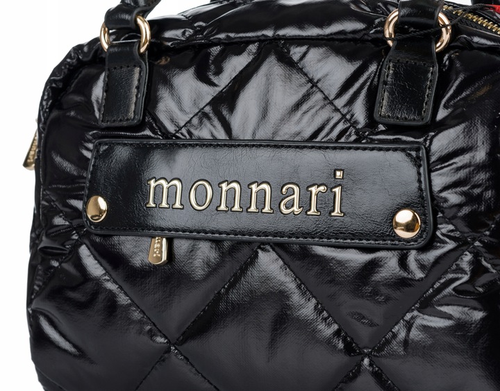 Torebka Damska Listonoszka MONNARI Pojemna KUFEREK Pikowana Lakierowana