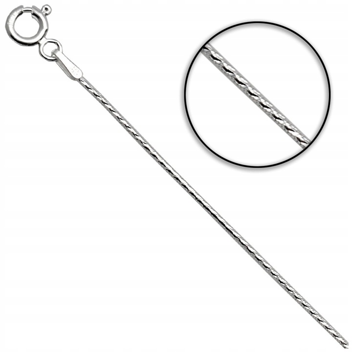 Łańcuszek srebrny DAMSKI ŻMIJKA linka diamentowana 45cm 0.9mm 925