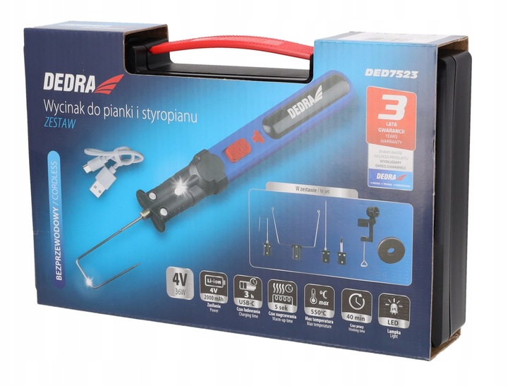 BONIARKA WYCINAK DO STYROPIANU DEDRA nóz termiczny 550°C bezprzewodowy
