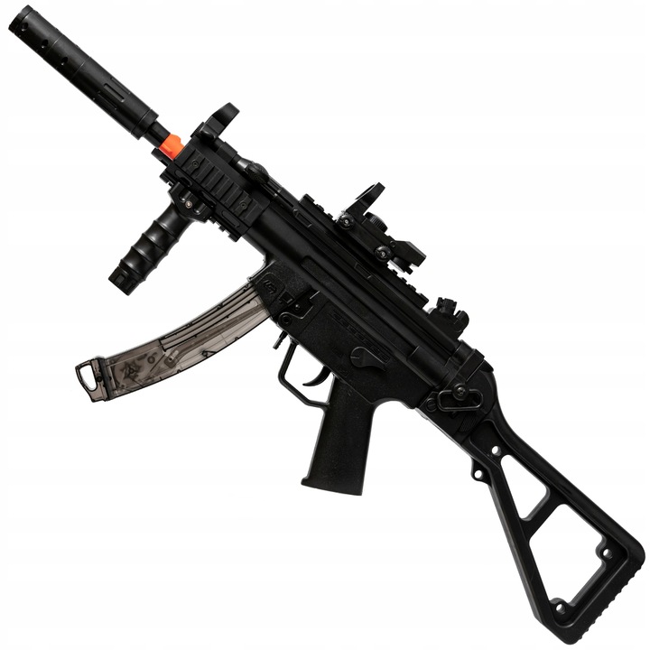 KARABIN MP5 PISTOLET AUTOMATCZNY NA KULKI ŻELOWE Z LATARKĄ 2w1 STRZAŁKI