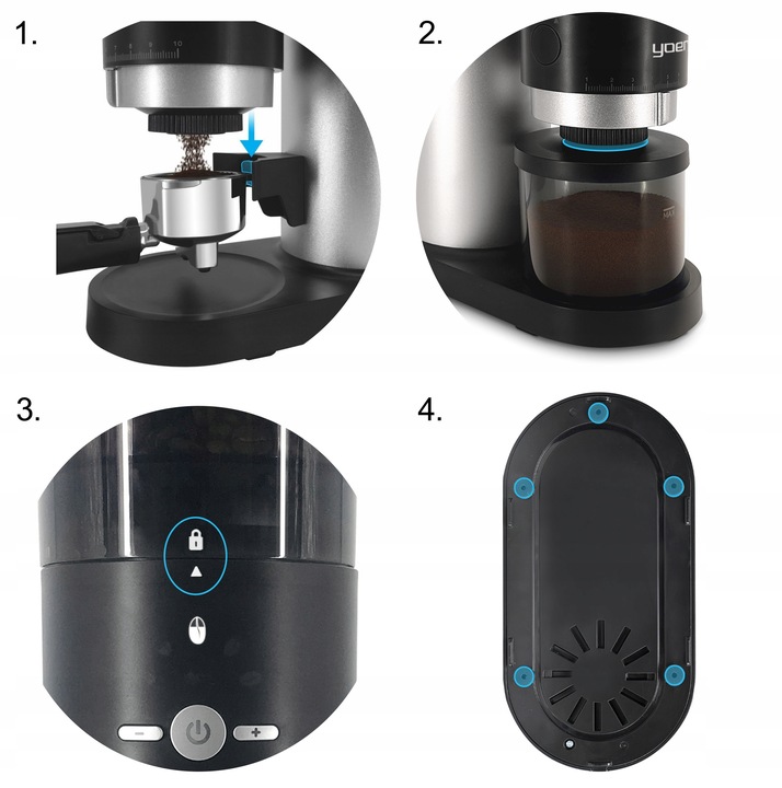 Elektryczny młynek kawy Żarnowy Yoer 150W AUTOMATYCZNY +43 Poziomy mielenia