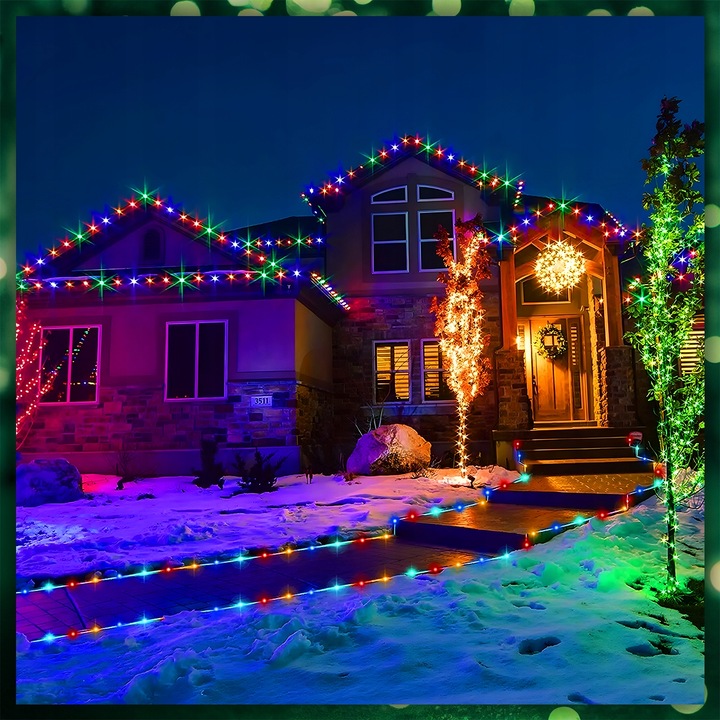 LAMPKI CHOINKOWE MULTIKOLOR 200 LED FLASH WEW/ZEW ŚWIĄTECZNE NA CHOINKĘ 15M