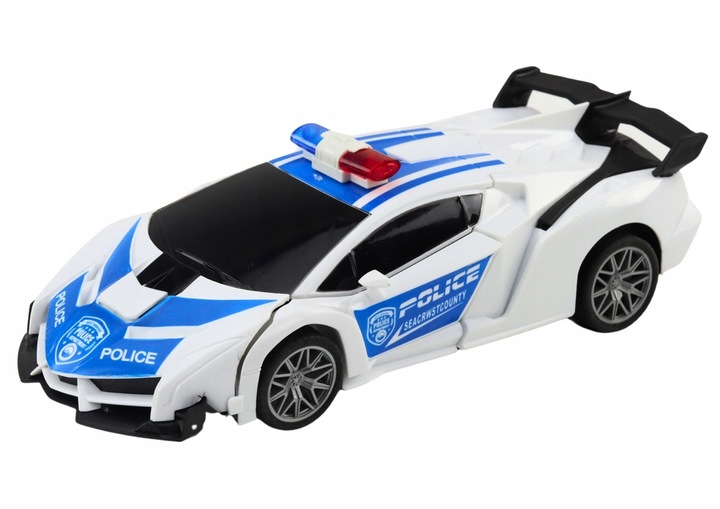 Samochód R/C Policyjny 2w1 Auto Robot Dźwięki Światła / LEAN Toys