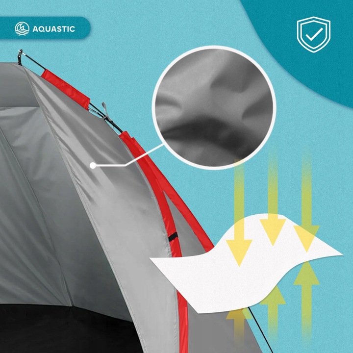 Namiot plażowy AQUASTIC Concielo szary UPF50+ Ochrona przed słońcem