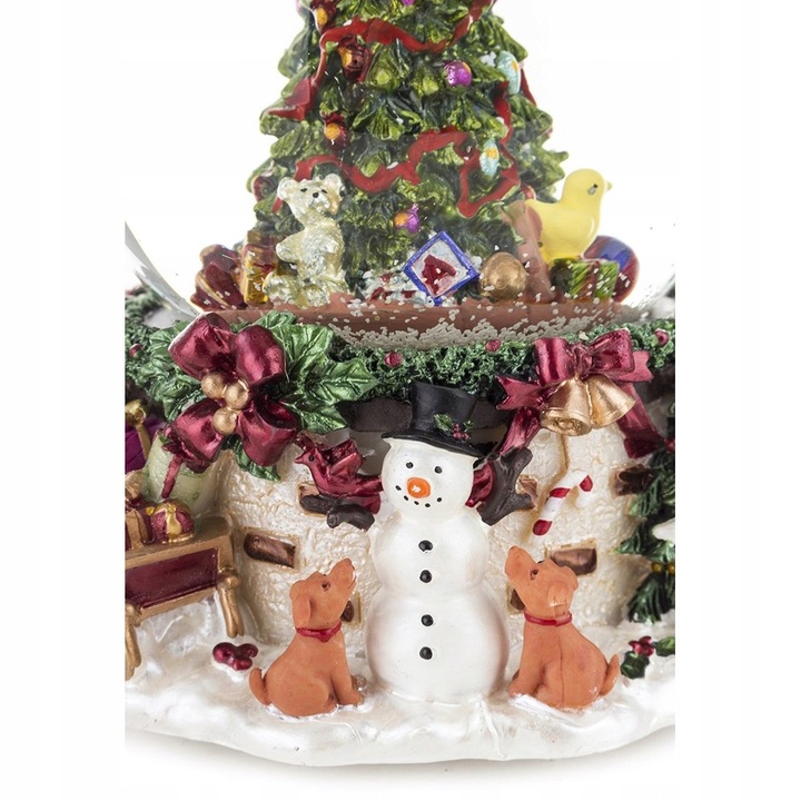 SZKLANA KULA Z POZYTYWKĄ ŚNIEŻNA CHOINKA BAŁWAN 17x13cm ŚWIĄTECZNA FIGURKA