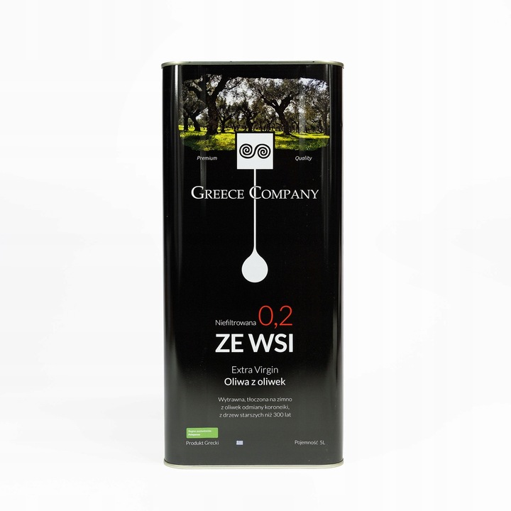 Oliwa z oliwek ZE WSI niefiltrowana Extra Virgin wytrawna 0.2% 5 L