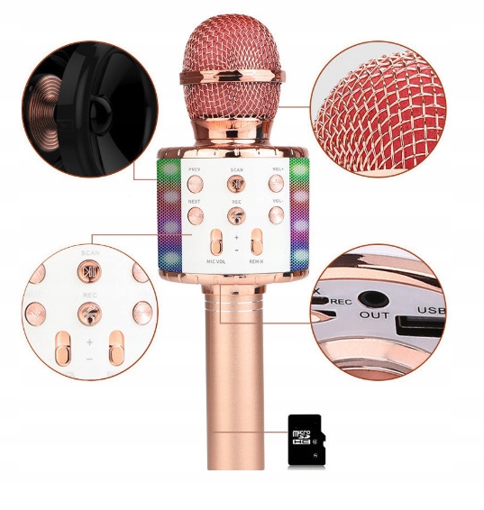 MIKROFON BEZPRZEWODOWY KARAOKE BLUETOOTH KOLORY