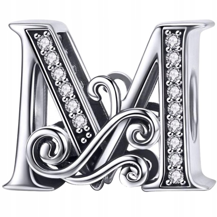 CHARMS LITERKA M srebro 925 litera srebrna koralik zawieszka charms pr S925